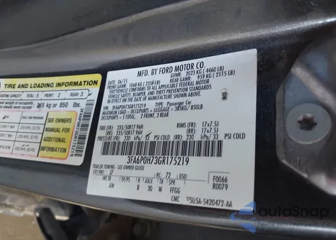 2016 Ford Fusion Se from USA, damaged, VIN 3FA6P0H73GR175219